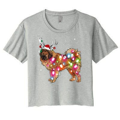 Christmas Lights Tibetan Mastiff Dog Women's Crop Top Tee