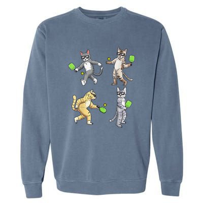 Cats Love To Play Pickleball Too Fun Player Paddle Garment-Dyed Sweatshirt