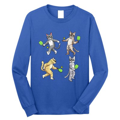 Cats Love To Play Pickleball Too Fun Player Paddle Long Sleeve Shirt