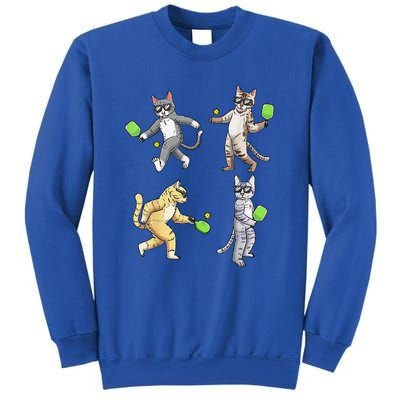 Cats Love To Play Pickleball Too Fun Player Paddle Sweatshirt