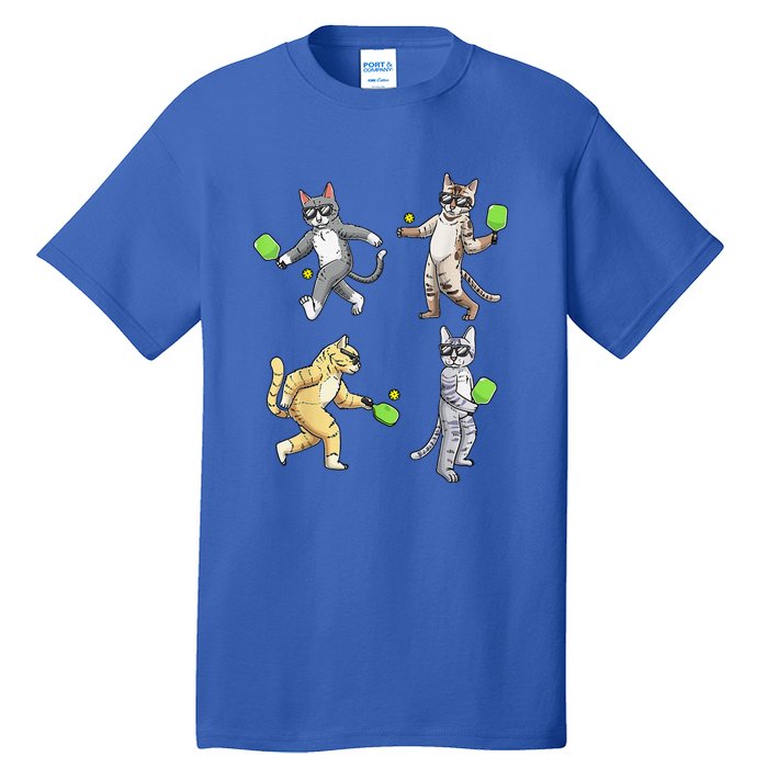 Cats Love To Play Pickleball Too Fun Player Paddle Tall T-Shirt