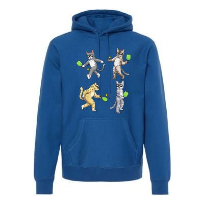 Cats Love To Play Pickleball Too Fun Player Paddle Premium Hoodie