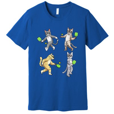 Cats Love To Play Pickleball Too Fun Player Paddle Premium T-Shirt