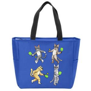 Cats Love To Play Pickleball Too Fun Player Paddle Zip Tote Bag