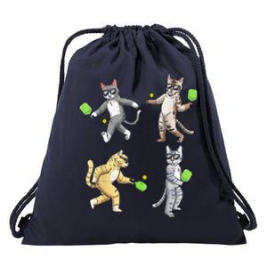 Cats Love To Play Pickleball Too Fun Player Paddle Drawstring Bag