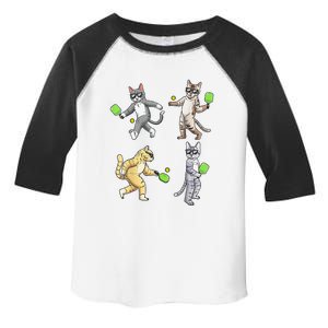 Cats Love To Play Pickleball Too Fun Player Paddle Toddler Fine Jersey T-Shirt