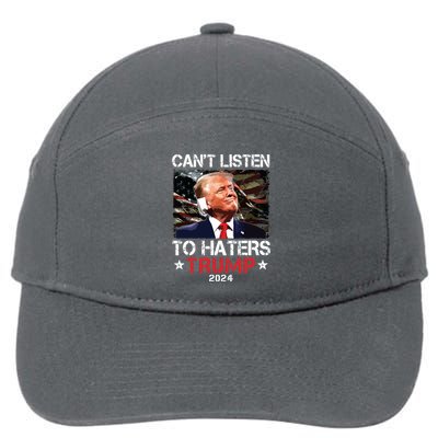 Cant Listen To Haters Trump 2024 Ear Bandage Flag Vintage 7-Panel Snapback Hat