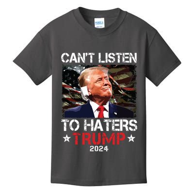 Cant Listen To Haters Trump 2024 Ear Bandage Flag Vintage Kids T-Shirt