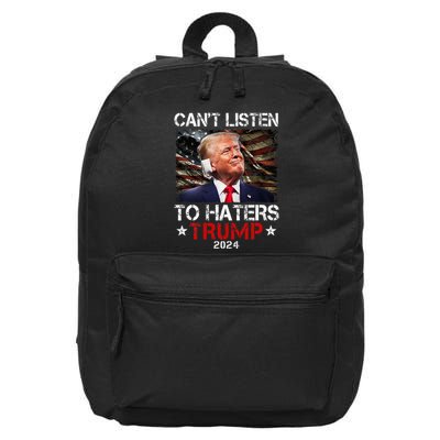 CanT Listen To Haters Trump 2024 Ear Bandage Flag 16 in Basic Backpack