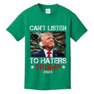 CanT Listen To Haters Trump 2024 Ear Bandage Flag Kids T-Shirt