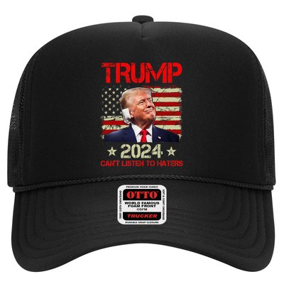 CanT Listen To Haters Trump 2024 Ear Bandage Flag Trucker Hat