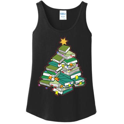 Christmas Library Tree Librarian Book Lover Xmas Ladies Essential Tank