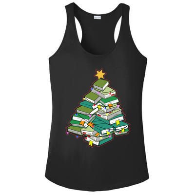 Christmas Library Tree Librarian Book Lover Xmas Ladies PosiCharge Competitor Racerback Tank