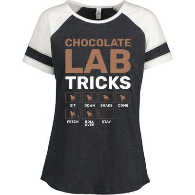 Chocolate Lab Tricks Black Labrador Enza Ladies Jersey Colorblock Tee