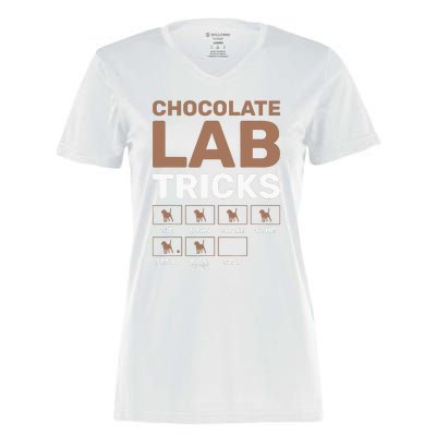 Chocolate Lab Tricks Black Labrador Women's Momentum V-Neck T-Shirt