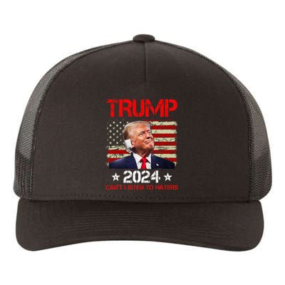 CanT Listen To Haters Trump 2024 Ear Bandage Flag Yupoong Adult 5-Panel Trucker Hat