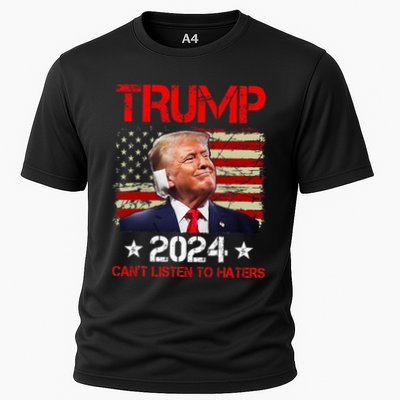 CanT Listen To Haters Trump 2024 Ear Bandage Flag Performance Shirt