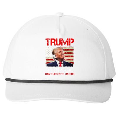 CanT Listen To Haters Trump 2024 Ear Bandage Flag Snapback Five-Panel Rope Hat