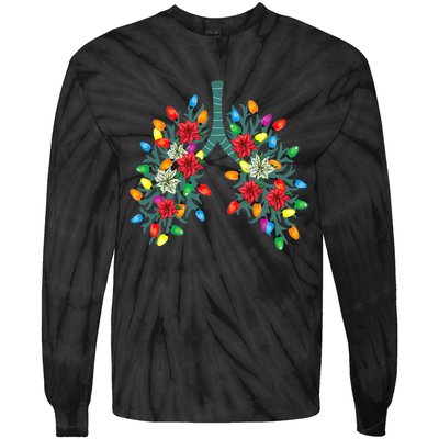 Christmas Light Therapist Funny Respiratory Therapy Lung RN Tie-Dye Long Sleeve Shirt