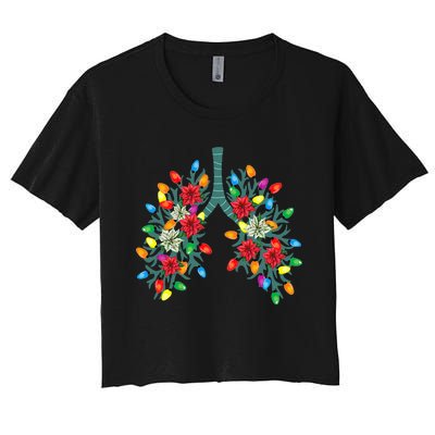 Christmas Light Therapist Funny Respiratory Therapy Lung RN Women's Crop Top Tee