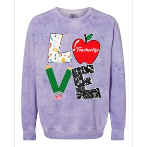 Cute Love Teaching Back to School I love Teacher Life Colorblast Crewneck Sweatshirt