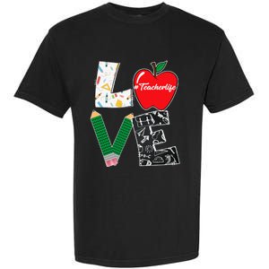 Cute Love Teaching Back to School I love Teacher Life Garment-Dyed Heavyweight T-Shirt