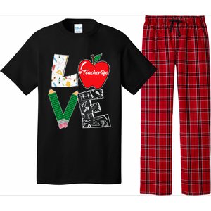 Cute Love Teaching Back to School I love Teacher Life Pajama Set