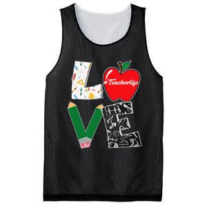 Cute Love Teaching Back to School I love Teacher Life Mesh Reversible Basketball Jersey Tank