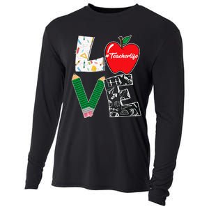 Cute Love Teaching Back to School I love Teacher Life Cooling Performance Long Sleeve Crew