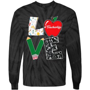 Cute Love Teaching Back to School I love Teacher Life Tie-Dye Long Sleeve Shirt