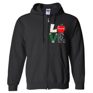 Cute Love Teaching Back to School I love Teacher Life Full Zip Hoodie