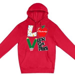 Cute Love Teaching Back to School I love Teacher Life Premium Pullover Hoodie