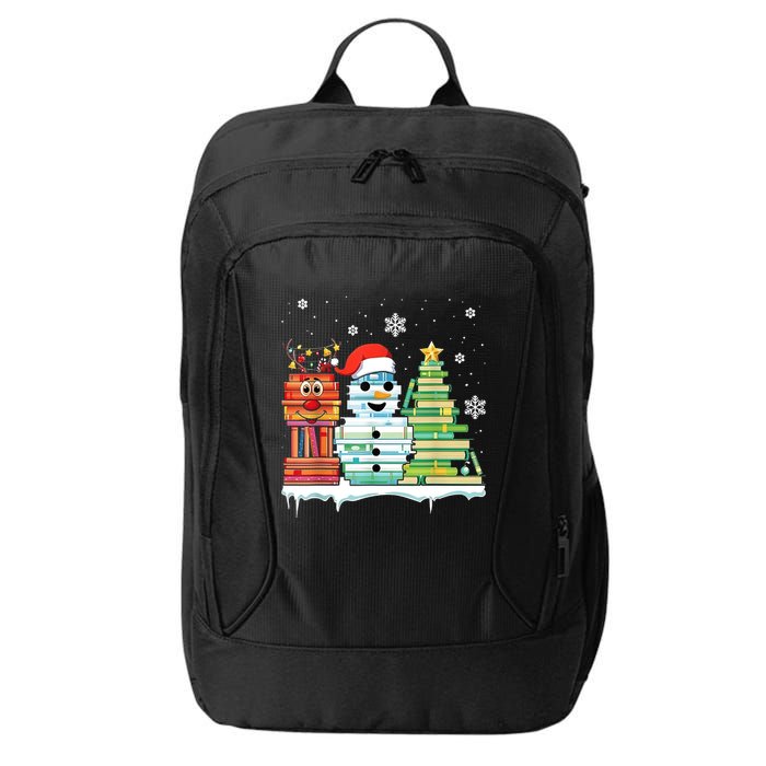 Christmas Library Tree Snoman Merry Bookmas Book Lover Xmas City Backpack