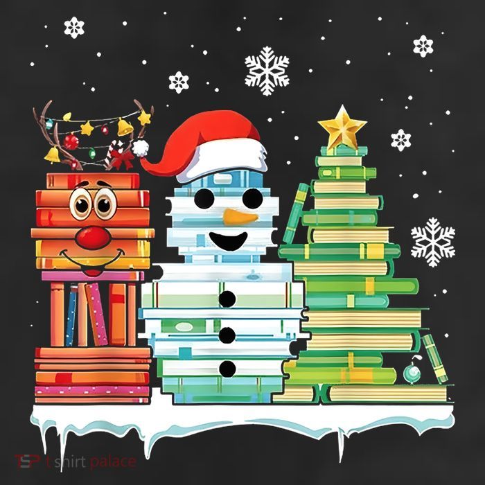 Christmas Library Tree Snoman Merry Bookmas Book Lover Xmas 11oz C Handle Ceramic Mug