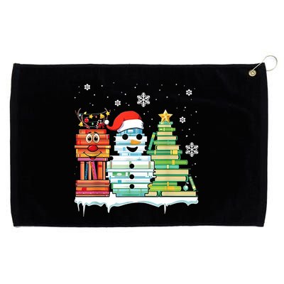 Christmas Library Tree Snoman Merry Bookmas Book Lover Xmas Grommeted Golf Towel