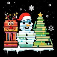 Christmas Library Tree Snoman Merry Bookmas Book Lover Xmas Wool Snapback Cap
