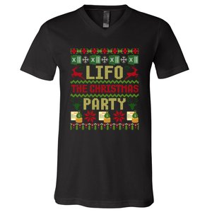 Cpa Lifo The Christmas Party Ugly Accountant Sweater Xmas Long Sleeve V-Neck T-Shirt