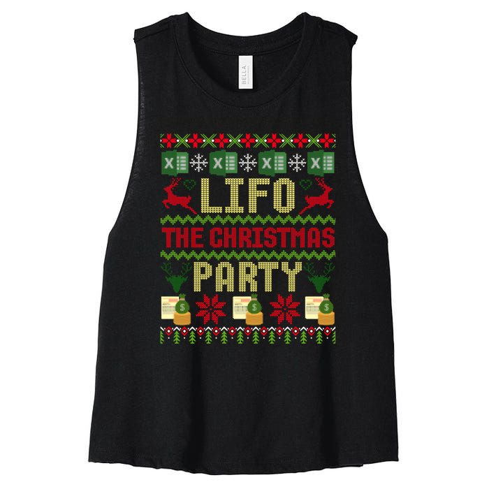 Cpa Lifo The Christmas Party Ugly Accountant Sweater Xmas Long Sleeve Women's Racerback Cropped Tank