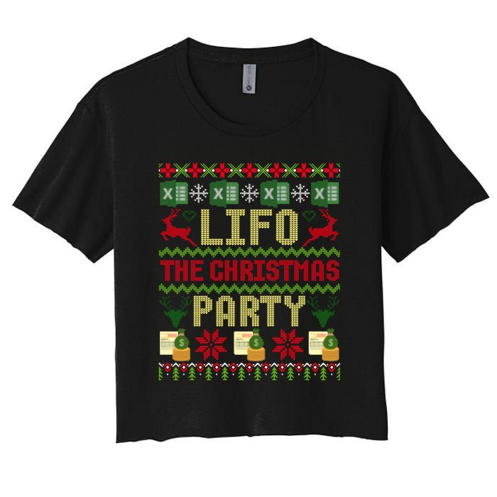 Cpa Lifo The Christmas Party Ugly Accountant Sweater Xmas Long Sleeve Women's Crop Top Tee