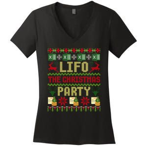 Cpa Lifo The Christmas Party Ugly Accountant Sweater Xmas Long Sleeve Women's V-Neck T-Shirt