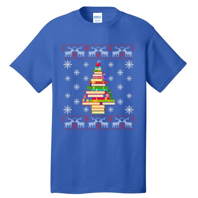 Christmas Library Tree Funny Funny Gift For Reading Book Lovers Gift Tall T-Shirt