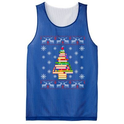 Christmas Library Tree Funny Funny Gift For Reading Book Lovers Gift Mesh Reversible Basketball Jersey Tank