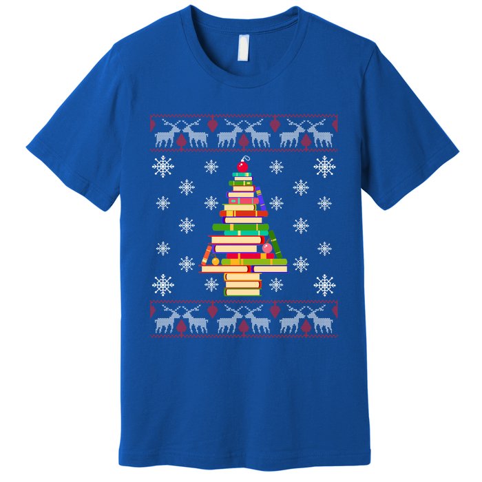 Christmas Library Tree Funny Funny Gift For Reading Book Lovers Gift Premium T-Shirt