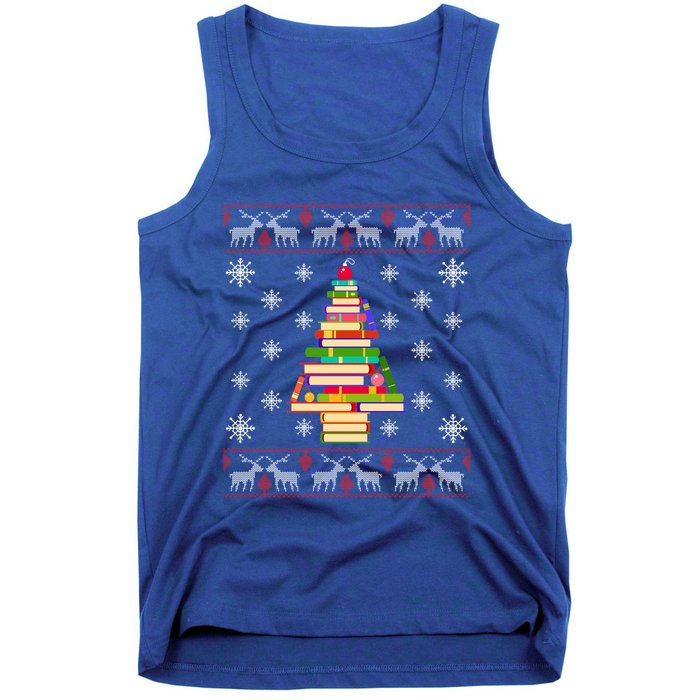 Christmas Library Tree Funny Funny Gift For Reading Book Lovers Gift Tank Top