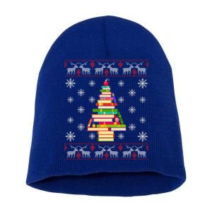 Christmas Library Tree Funny Funny Gift For Reading Book Lovers Gift Short Acrylic Beanie