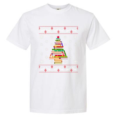 Christmas Library Tree Funny Funny Gift For Reading Book Lovers Gift Garment-Dyed Heavyweight T-Shirt