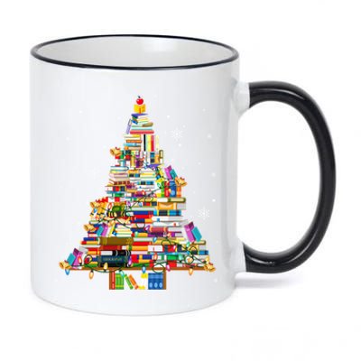 Christmas Library Tree Lights For Librarian And Book Lover Meaningful Gift 11oz Black Color Changing Mug