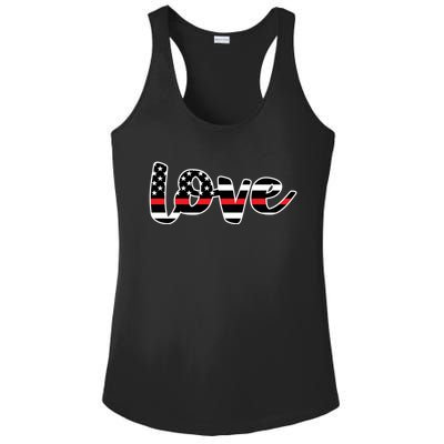 Cute Love The Red Thin Line Flag Firefighters Meaningful Gift Ladies PosiCharge Competitor Racerback Tank