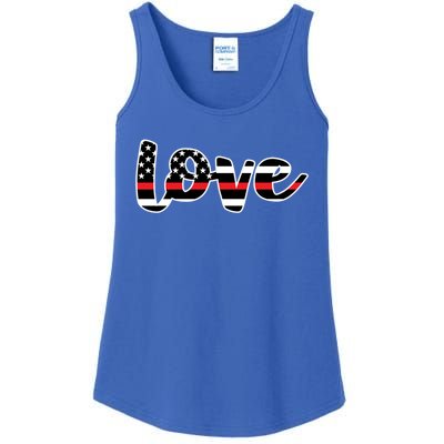 Cute Love The Red Thin Line Flag Firefighters Meaningful Gift Ladies Essential Tank