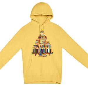 Christmas Library Tree Lights For Librarian And Book Lover Premium Pullover Hoodie